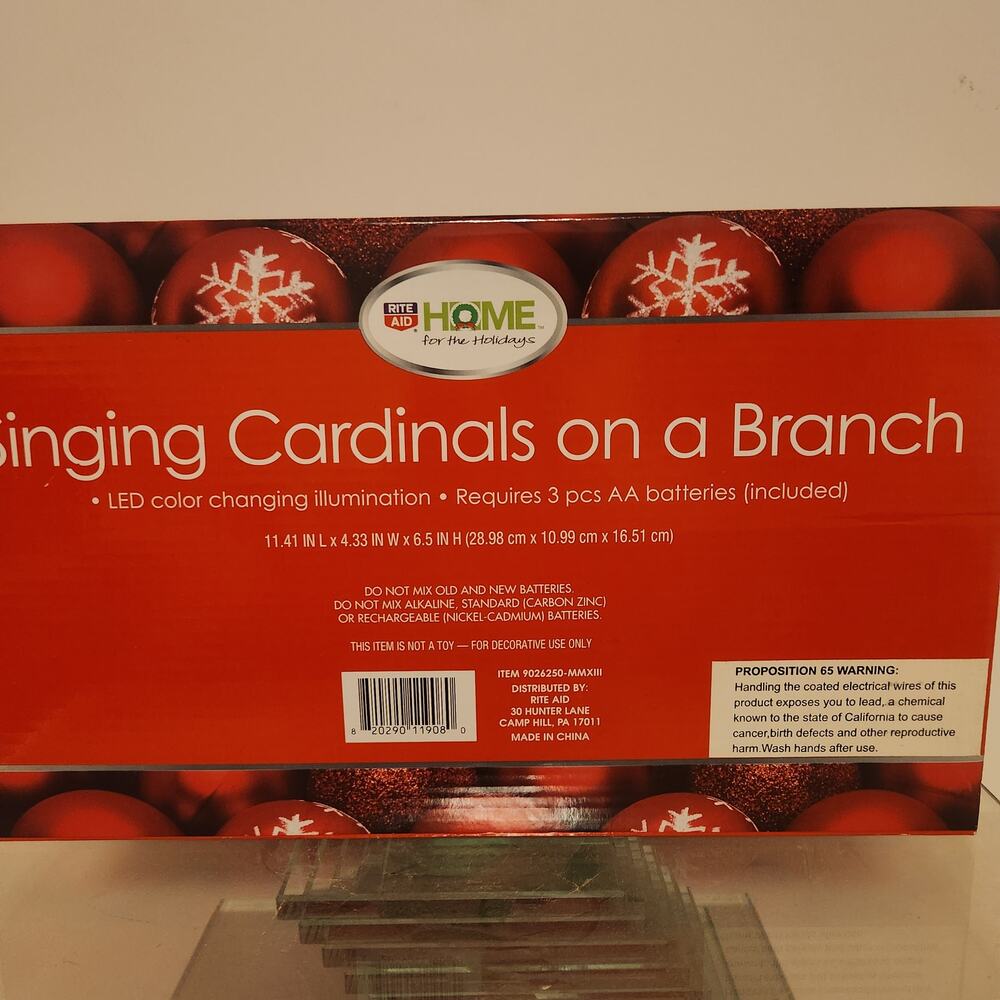Home For The Holiday's NIB Christmas Singing Cardinal LED Color changing